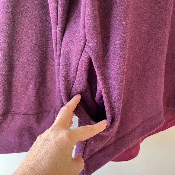 Athleta Sz S M Cozy Karma Funnel Neck Sweatshirt Fleece Burgundy Pullover Top - Picture 6 of 8